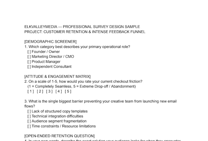write high converting customer surveys, feedback forms, and market research scre